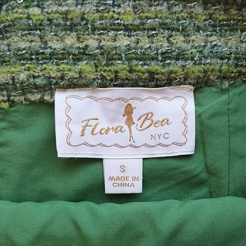 Flora Bea Wool Tweed Mini Skirt Size Small Fringe Hem City Chic Workcore - Picture 4 of 7